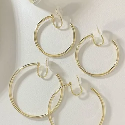 New Design 30-50mm Simple Exaggerated Rotatable Big Hoop Mosquito Coil Clip Earrings for Women Without Ear Piercing Jewelry Gift