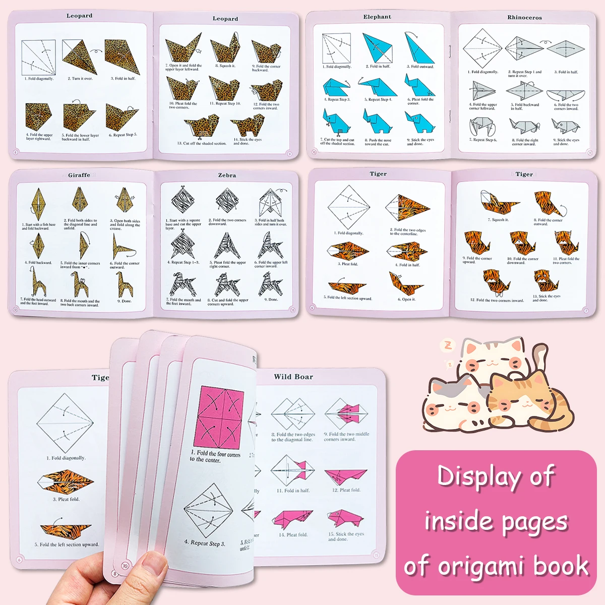 Children's Origami Zoo Set 43 Animal Models Step-by-Step Instructions Montessori Educational Booklet Included