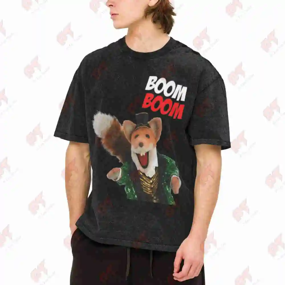 Basil Brush Boom Cartoon Vintage Washed Tee Pure Cotton T-Shirt