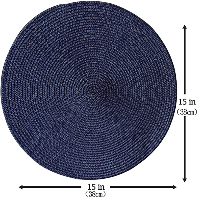 1/4/10 قطعة عيد الميلاد الأحمر تحديد الموقع 15 بوصة جولة مضفر هدية المفارش الجدول الحصير لطاولات المطبخ المنسوجة عدم الانزلاق مكان الحصير #3