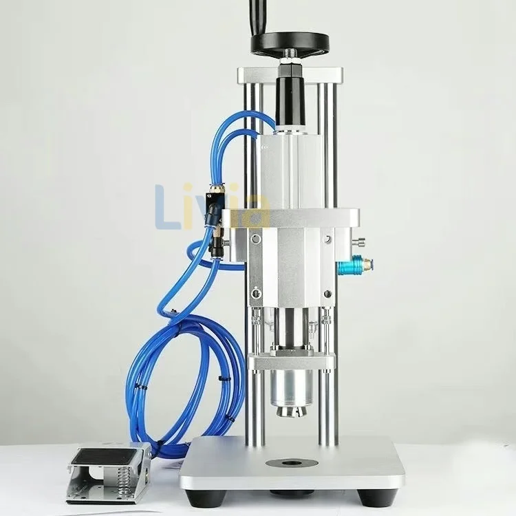 Desktop Semi-Auto Vial Sealing Machine Injction Glass Oral Liquid Bottle Ampoule Cap Locking Aluminium Plastic Cap Crimping