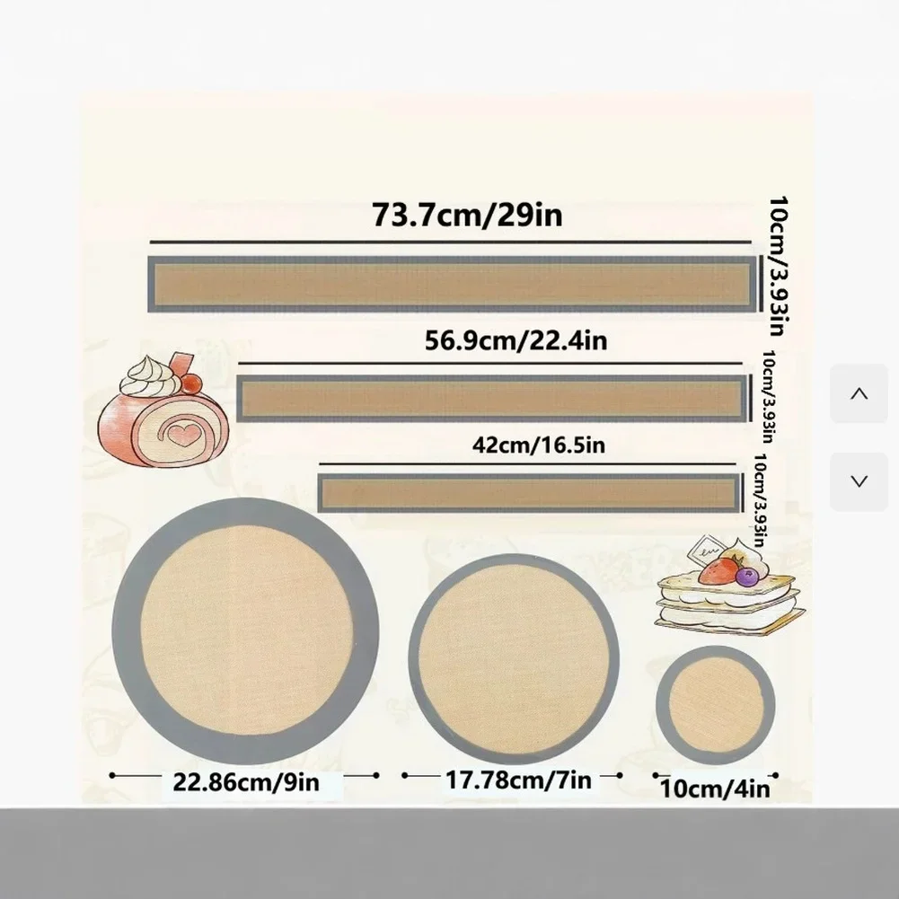 Silicone Pan Liner Set Non Glue for Springform Pans Heat Resistant Reusable Dishwasher Safe Washable Includes Six Mats Gray