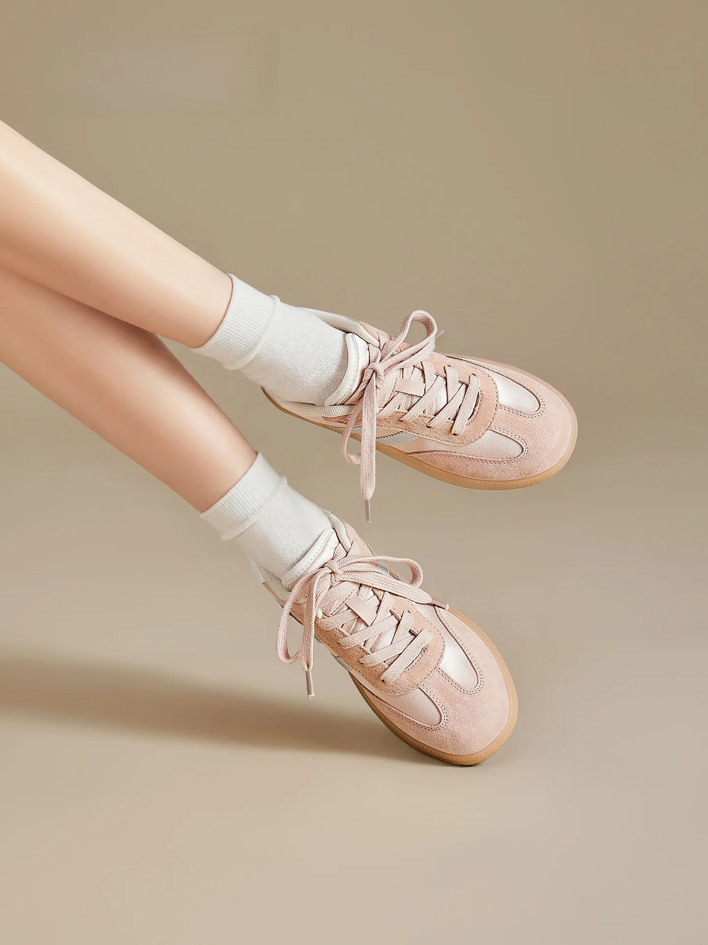 

Agsdon Ballet Style Flat Bottom Sports Shoes Women's Summer Breathable Pink Casual Fashion Sneakers Comfortable Low Top