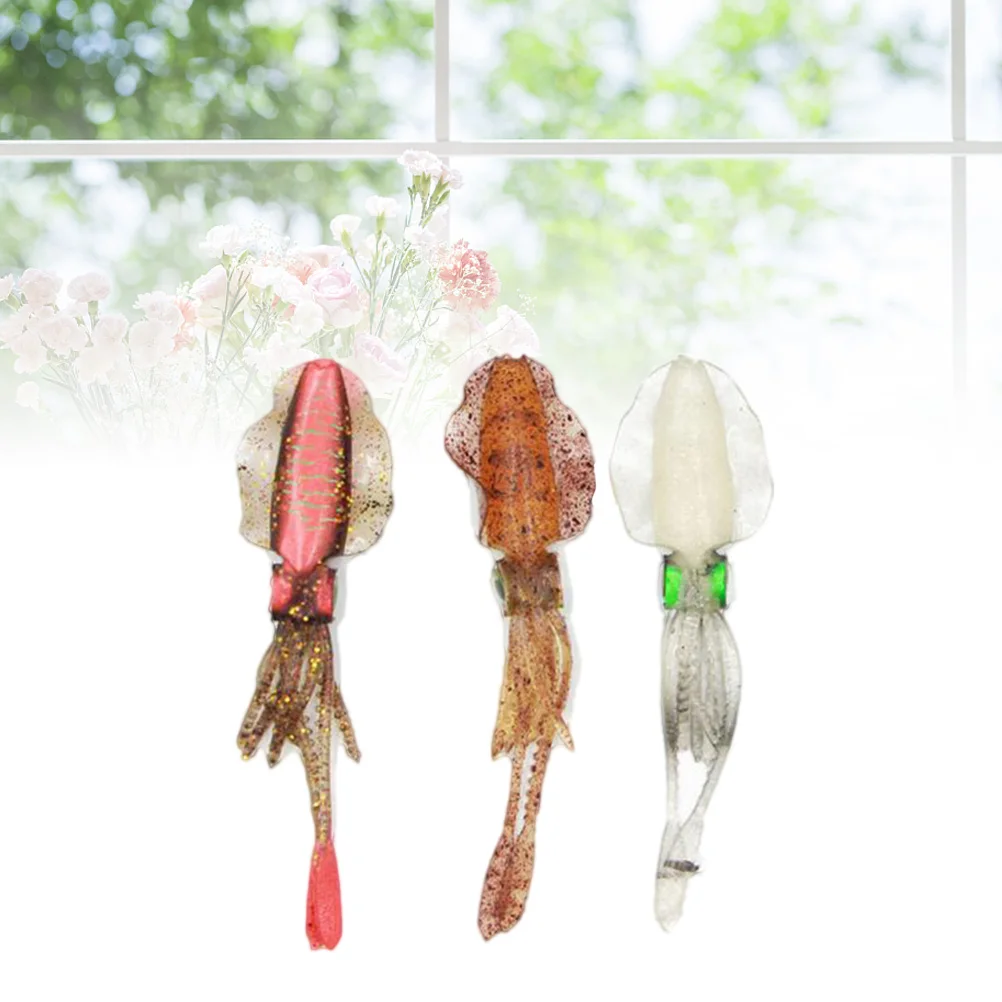 

3 Pcs Octopus Soft Bait Fishing Tackles Thin Fin Lures Squid Baits Artificial Small Roll