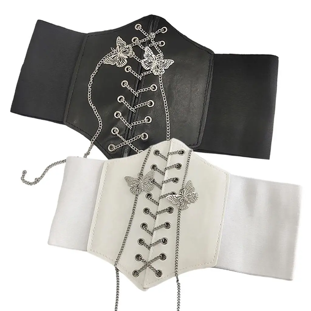 

Stretchy Wide Corset Belt High Waist Butterfly Chain Tied Steampunk Clothes
