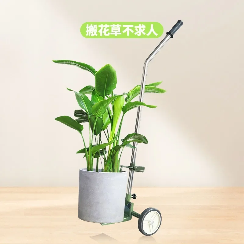 Green plant tools two wheels, large flower pot trolley, small gardening