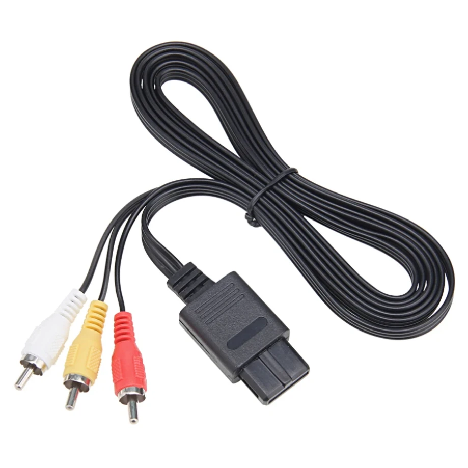 500pcs 1.8M Audio Video TV Cord AV Cable to 3 RCA For Super Nintendo GameCube N64 SNES NGC Accessory