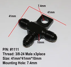 Chrome AN3, 3/8-24 Brake Equal Tee Adapter, Union 1111