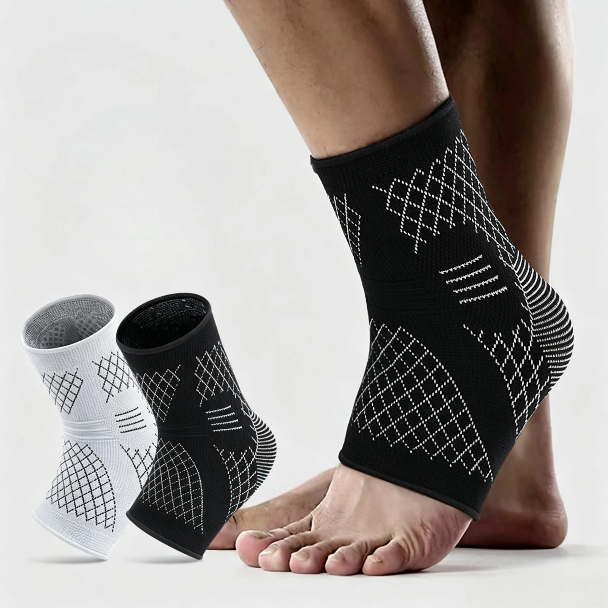 1Pair Ankle Compression Socks,Compression Foot Sleeves with Arch And Ankle Support,Open-Toe Design Neuropathy Socks