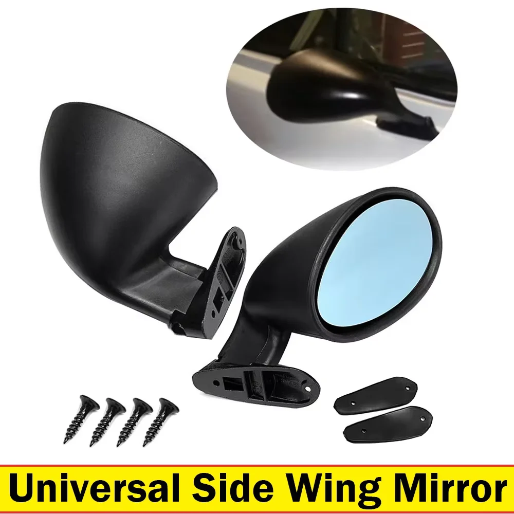 1Pair Universal Retro Car Side Door Wing Mirror Blue Tint Glass Racing Rearview Mirror Left Right