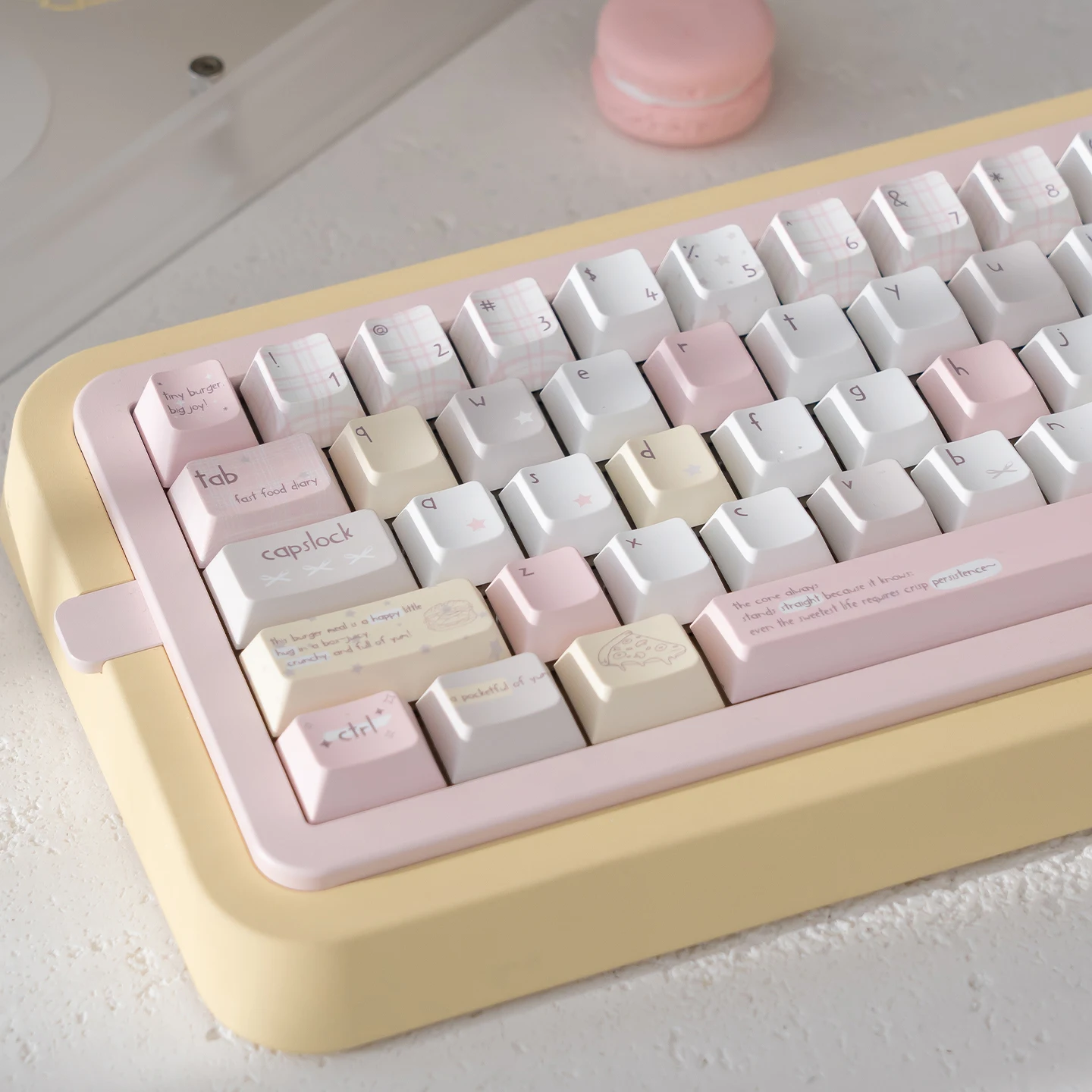 MAIMOOO Energy Boost Keycap Cherry Profile PBT Sublimation Custom Pink Keycaps for Aula MX Switch Mechanical Keyboard 129Keys