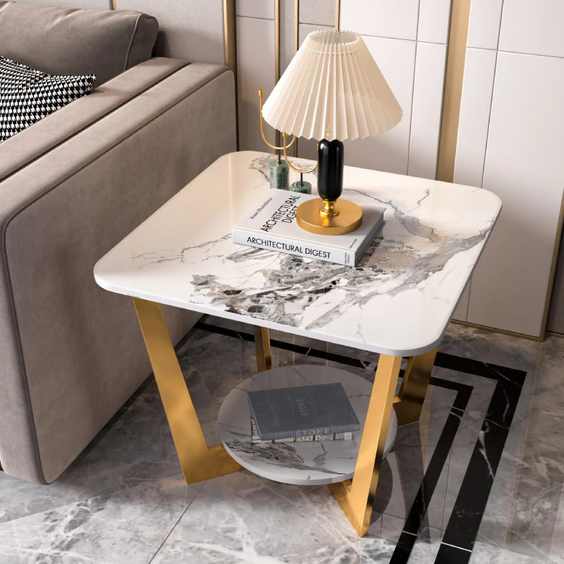 

Premium corner few living room sofa small square table side few light luxury rock slab side table creative storage table small c