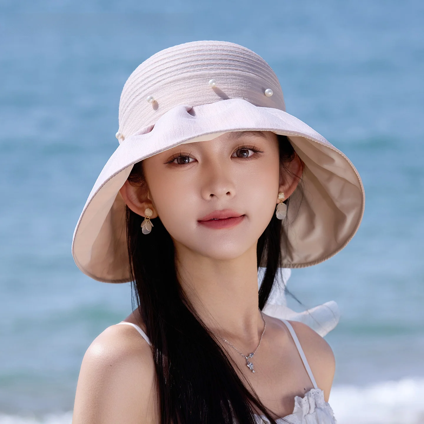charlize-and-official-flagship-store-women's-summer-beach-vacation-wide-brim-sunshade-fisherman-hat-casual-breathable