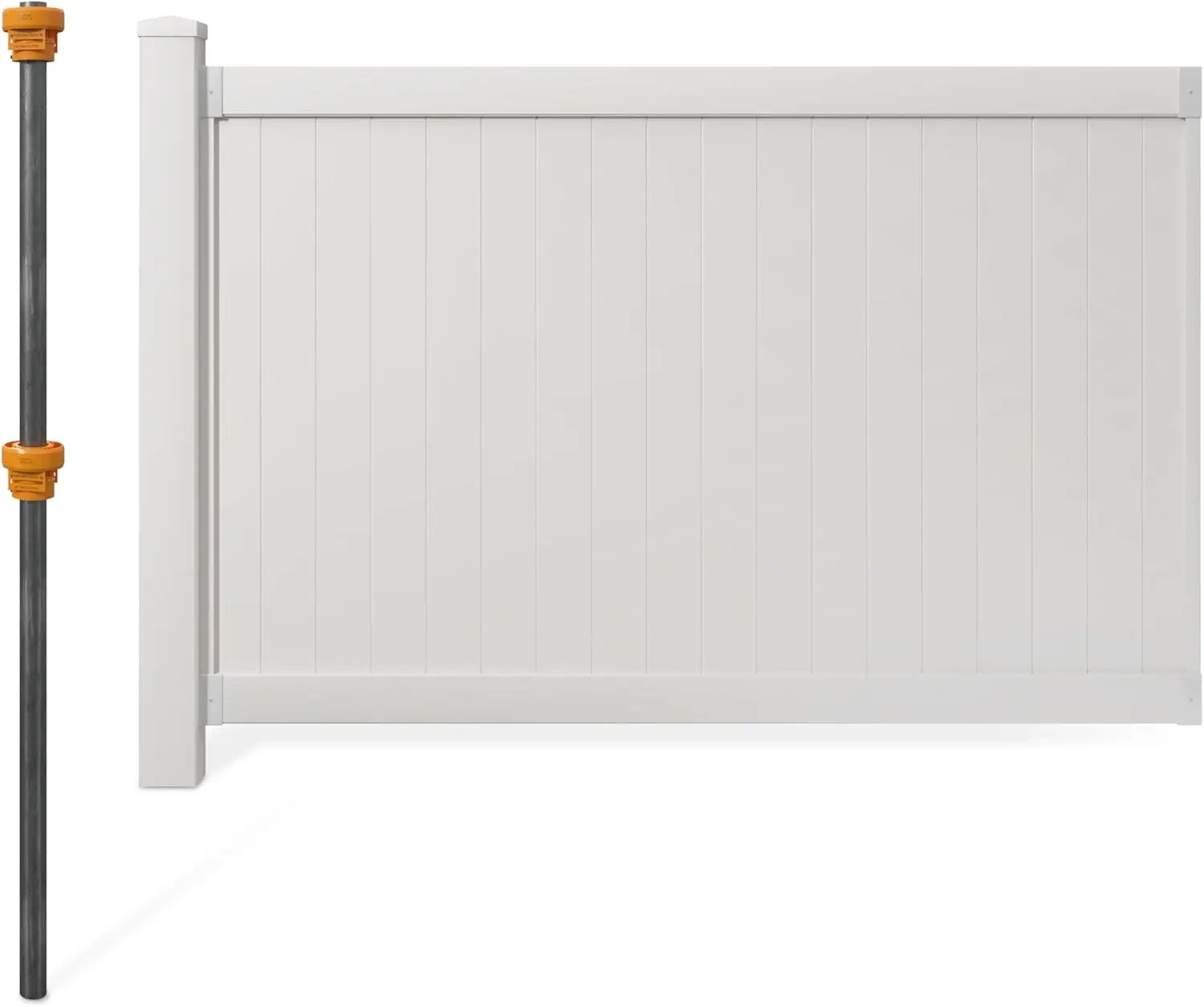 4Ft H X 6Ft W (1 Panel + 1 Post) No Dig Wambam Westport Fence Kit, White Vinyl Privacy Fence Panel, Easy Diy Installation Fence