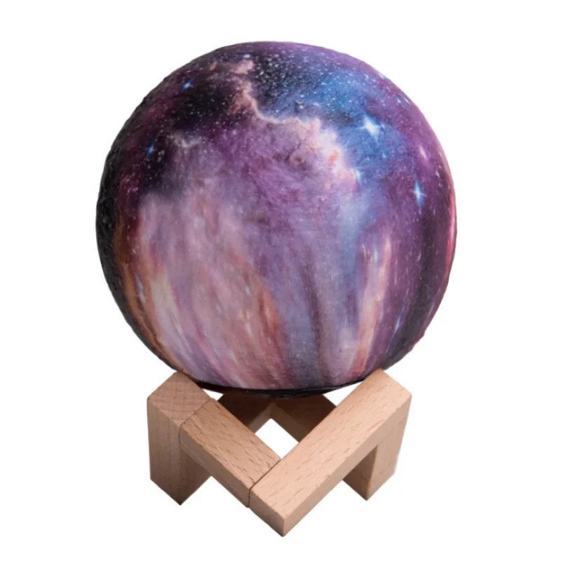 Veilleuse Lunaire Imprimée en 3D, Cadeau Créatif, Lumière de Lune, Globe, Boule, Support en Bois, pour Chambre d'Enfant, Lampes de Décoration Intérieure