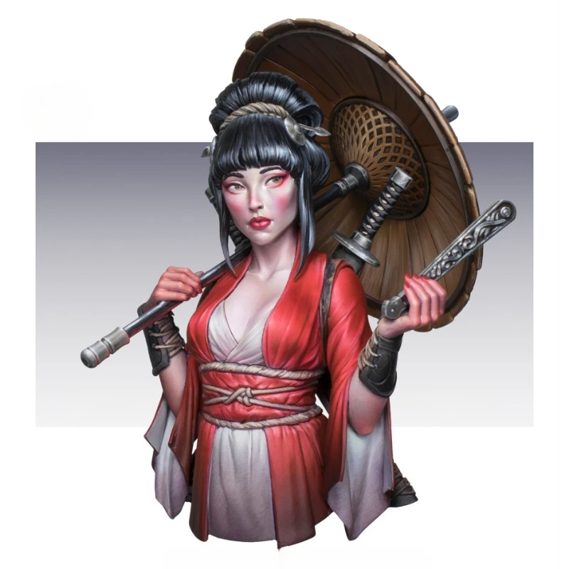 

Масштаб 1/10, высота 60 мм, литой под давлением, комплект модели бюста из смолы, Сакура, статуя женщины-воина, в разобранном виде, неокрашенная