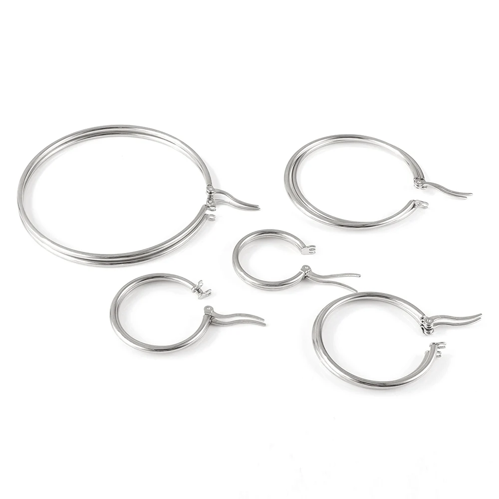 LUXUKISSKIDS серьги 10/20/30/35/45/50/70MM Large Hoop Earrings For Woman/Men Stainless Steel Wholesale Small Round Clips Jewelry