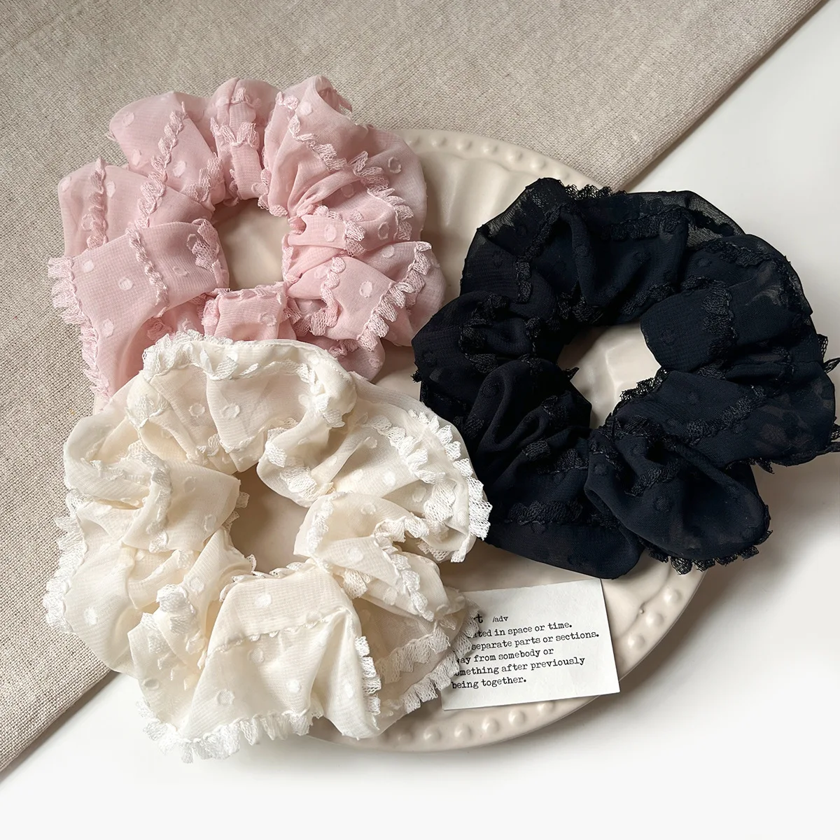 

Women's High Elastic Lace Hair Rings And Hair Accessories Tied With Hair High Ponytail Bow Fabric Large Intestine Hair Rings