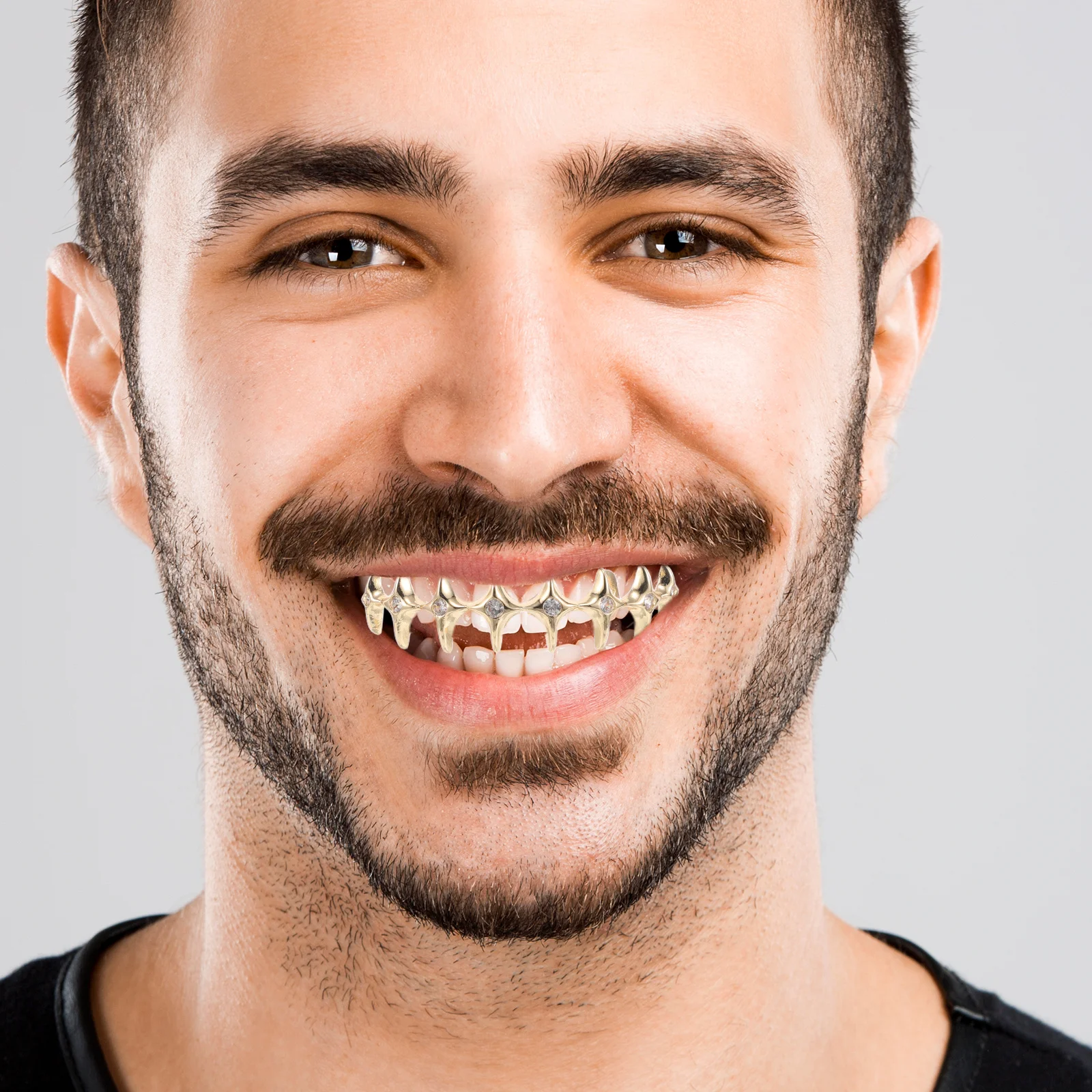 

Gold Plated Hip Hop Teeth Grills Design Men Women Party Accessories Fake Grills Jewelry Hop Teeth Braces