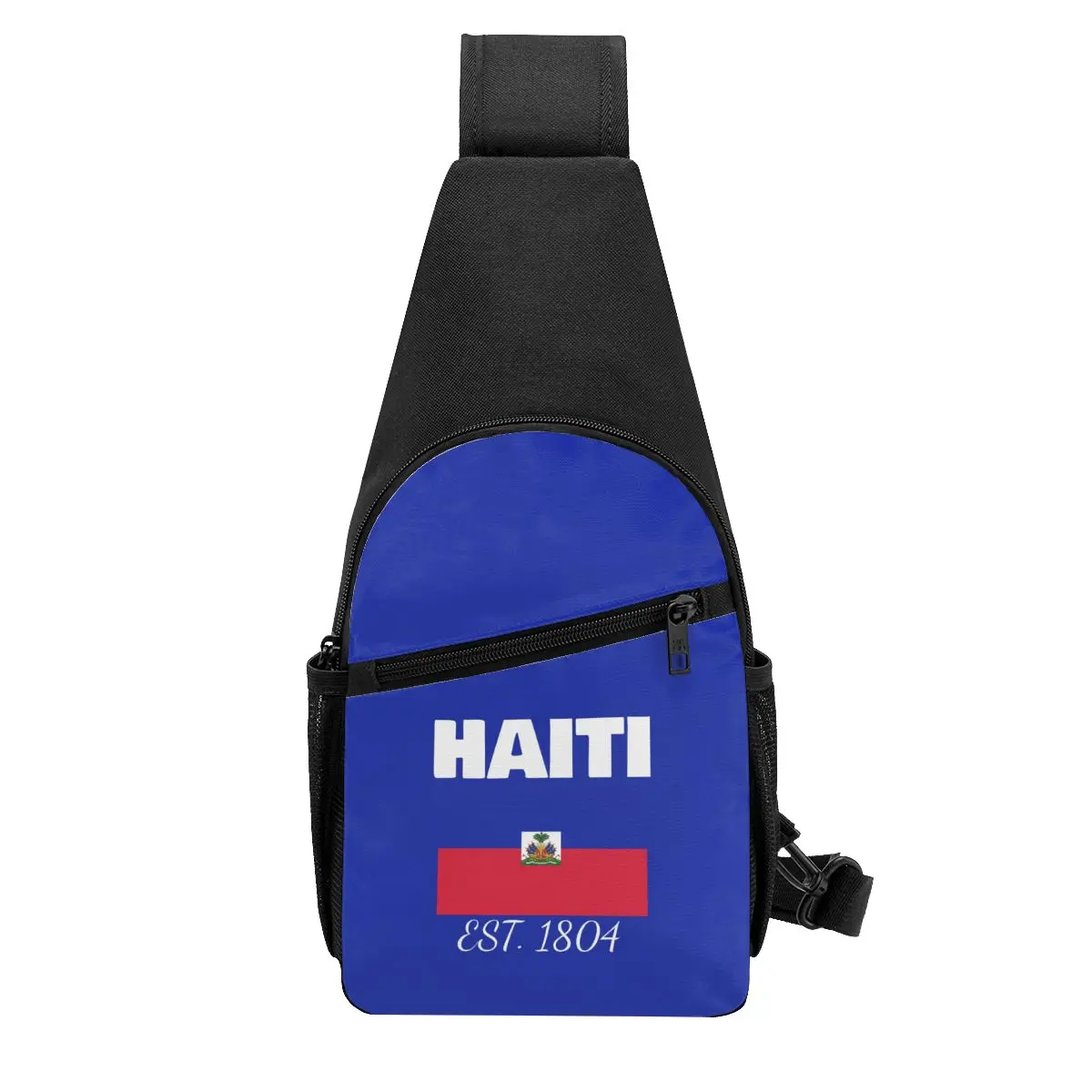 Haiti EST. 1804 Independence Haitian Flag Chest Bag Men Sling Crossbody Backpack Chest Bag Travel Hiking Daypack Shoulder Bag