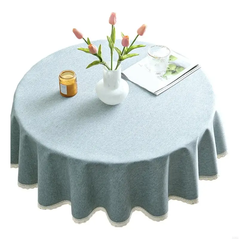 غطاء طاولة مستديرة مقاوم للانسكاب من A0KE بوليستر قابل للغسل للتجمعات العائلية #1