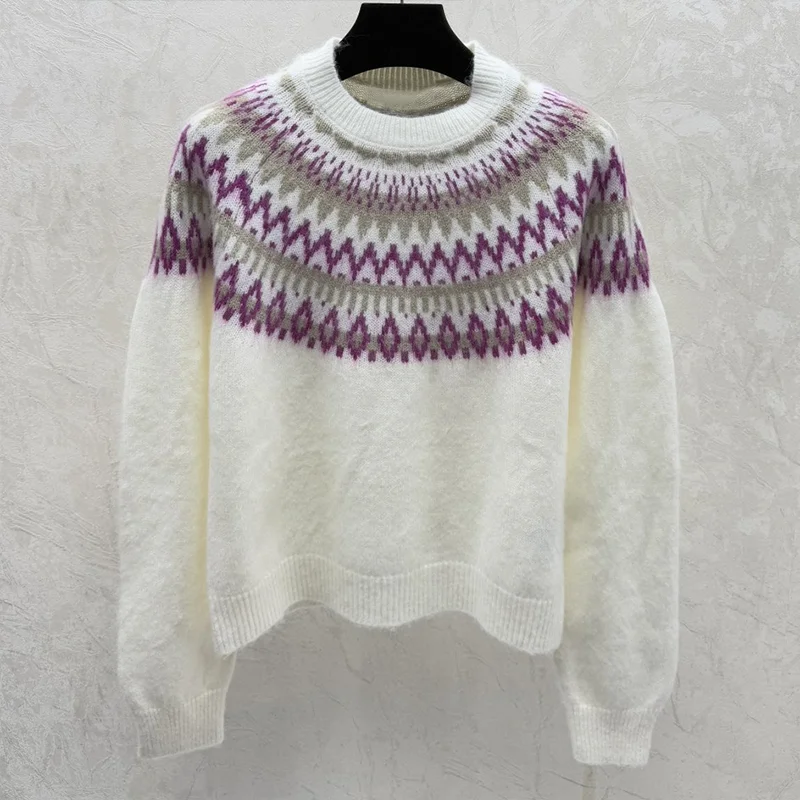 

High quality Fer Island Jacquard women's Classic Vintage Sweater - Fall/Winter pullover popular clothes 25120698