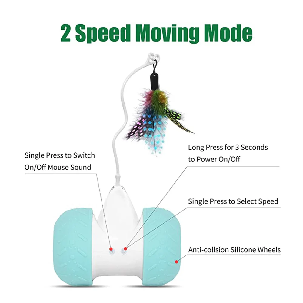 Factory Smart Interactive Cat Toy Automatic Kitten Toys Electric with 4 Feathers LED Lights USB Rechargeable