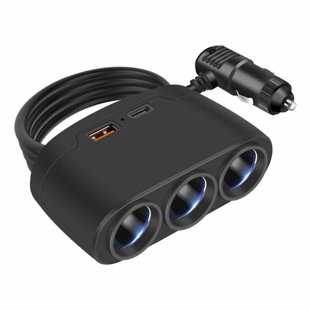 

3 Way Car Charger 12-24V Car Adapter Built-in Protective Circuits Compact And Portable Multi-socket Design In Your Car