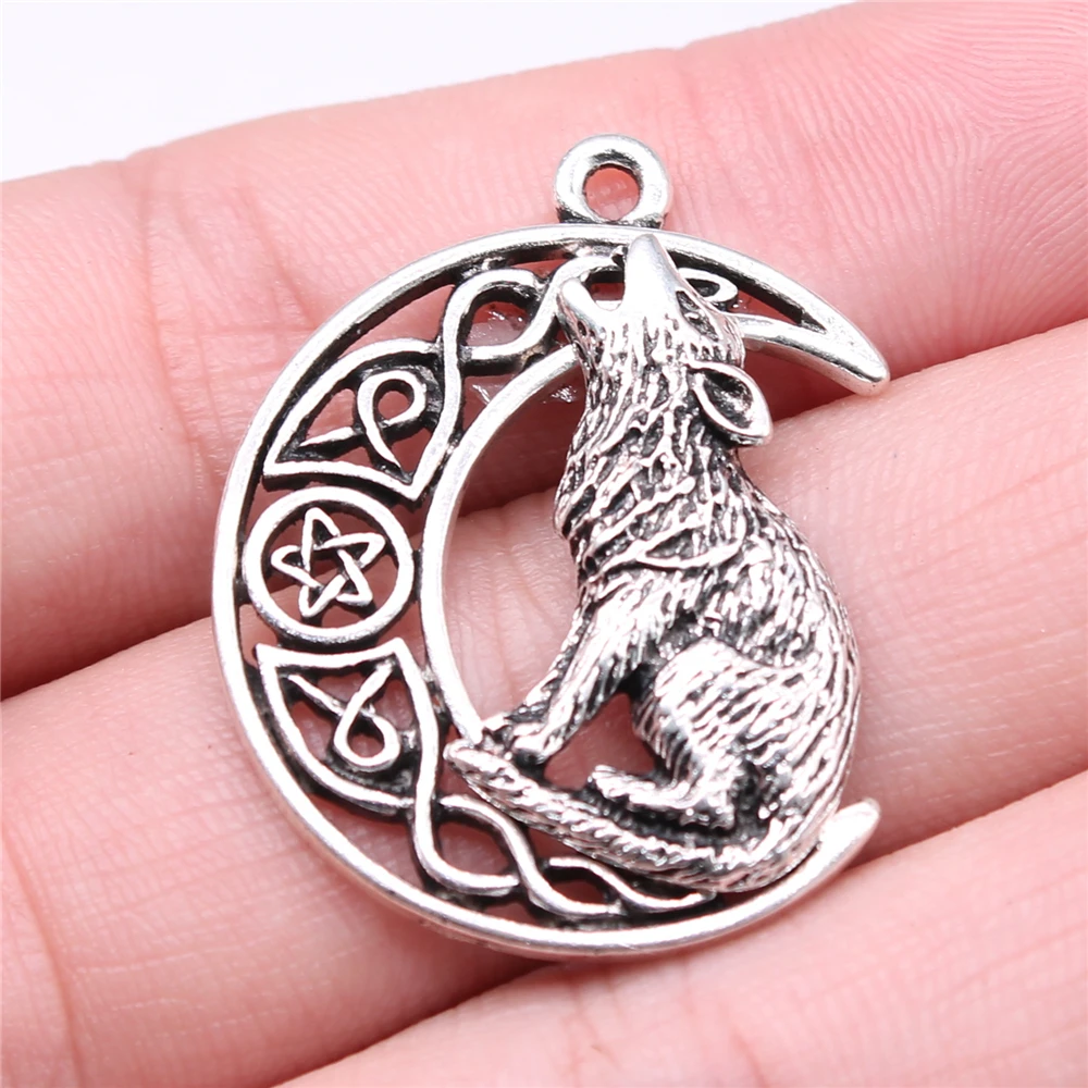 WYSIWYG 2 pièces breloques Viking loup 26x33mm Antique argent couleur pendentif Viking loup breloques pour la fabrication de bijoux trouvailles de bijoux
