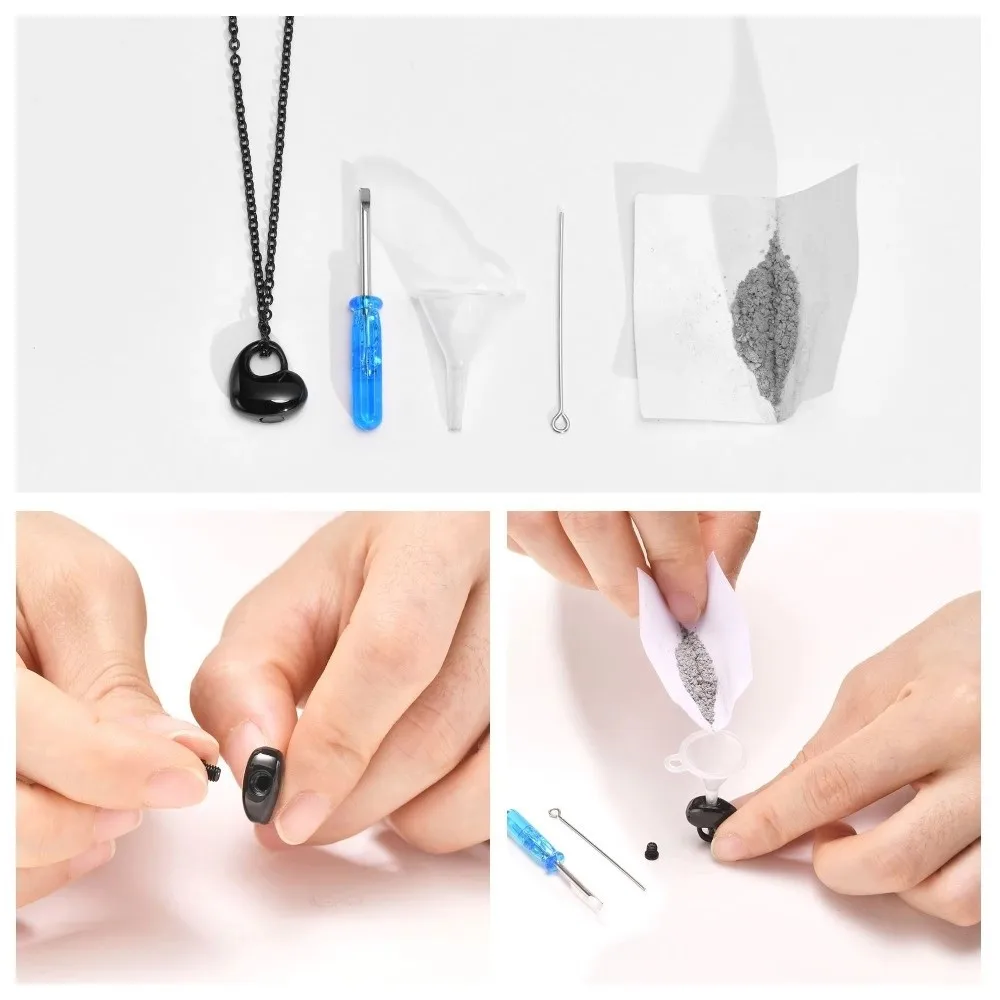 Openable Ashes Urn Pendant Stainless Steel Glossy Memorial Urn Heart-shaped Cremation Jewelry Funeral Cremation Accessories