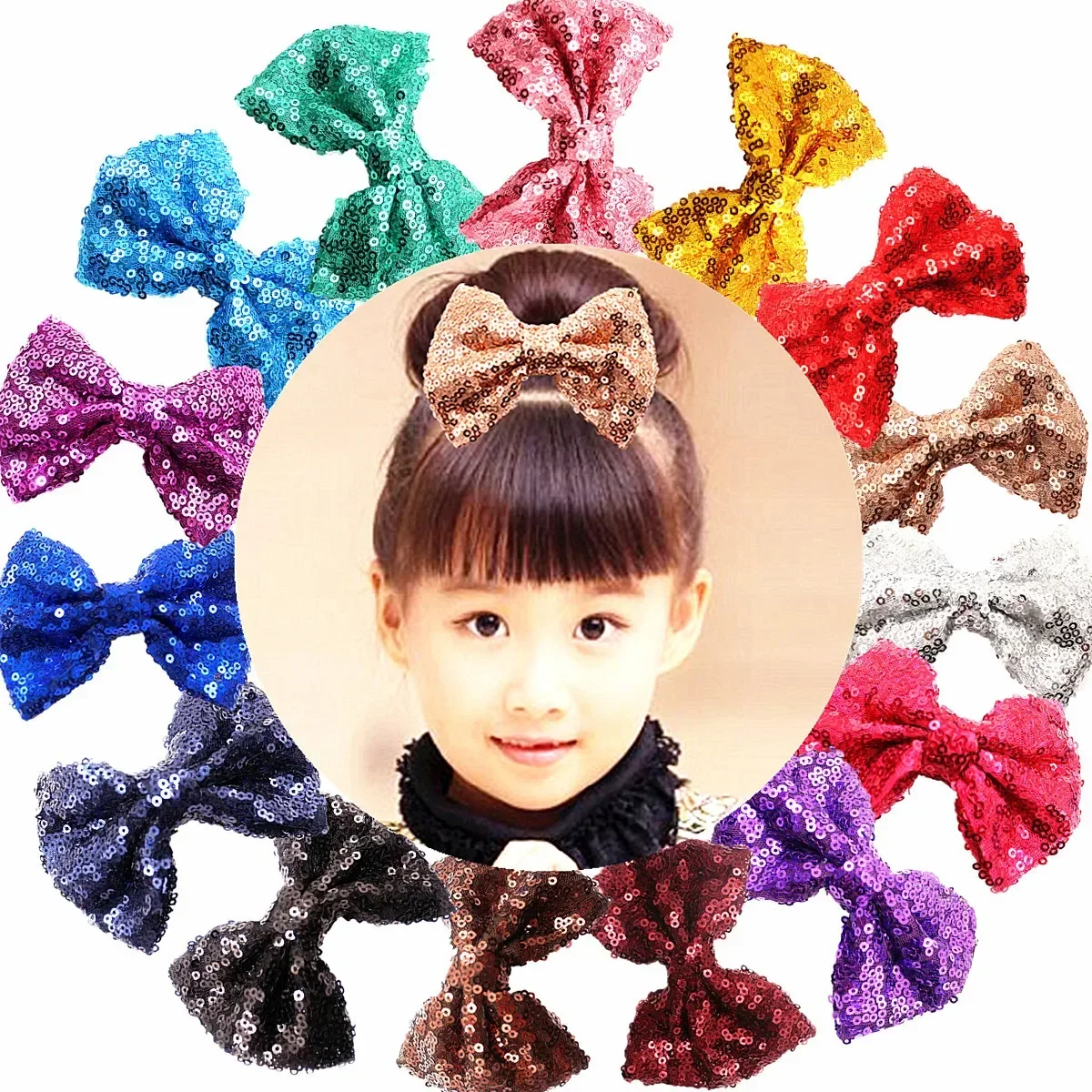 Sparkly Sequins Ribbon Hair Clip for Women Girls 4 Inch Hair Accessories for Stage Performance or Daily Wear Hair Styling Clip