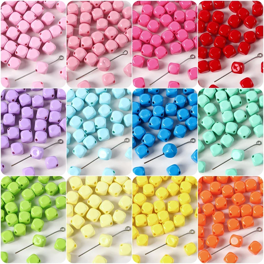 

5Pcs Colorful acrylic Oblique Hole Square Beadswith holes Beads DIY jewelry bracelet beaded crafts accessories