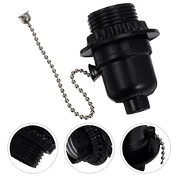 Black Pull Chain Switch Socket Lamp Cord Table Lamp Fittings Bulb Holder Kit Lamp Socket Replacement Pull String Light