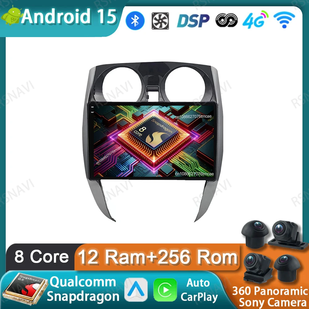 

Car Radio Android 15 For Nissan Note 2 2012-2021 Autoradio DVD BT Multimedia Qualcomm QLED Head Unit 5G WIFI Viedo Player 4G LTE