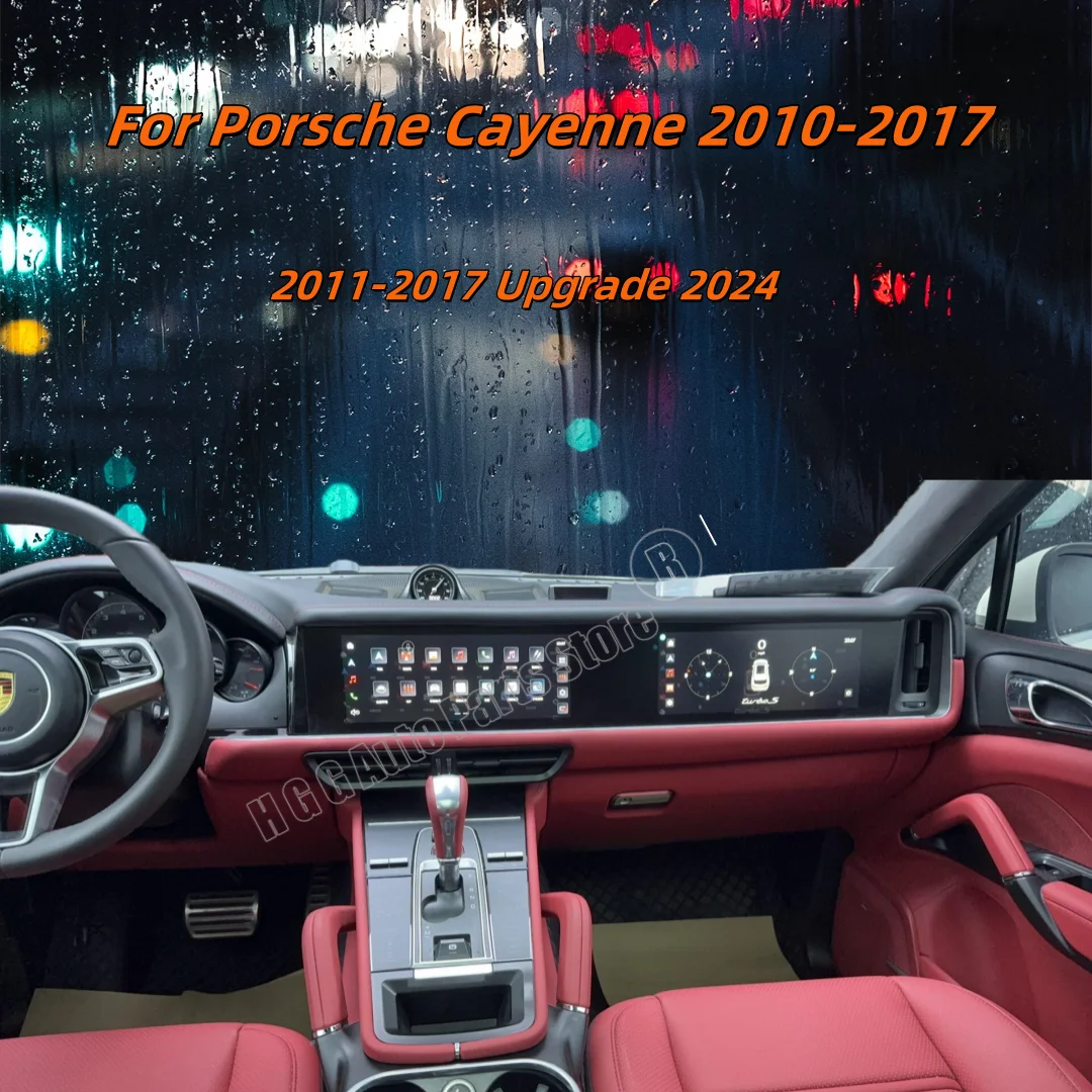 LCD Dual Screen Auto Car Radio For Porsche Cayenne 2010-2017 Wireless Carplay GPS Navigation Android 13 Stereo Multimedia Player