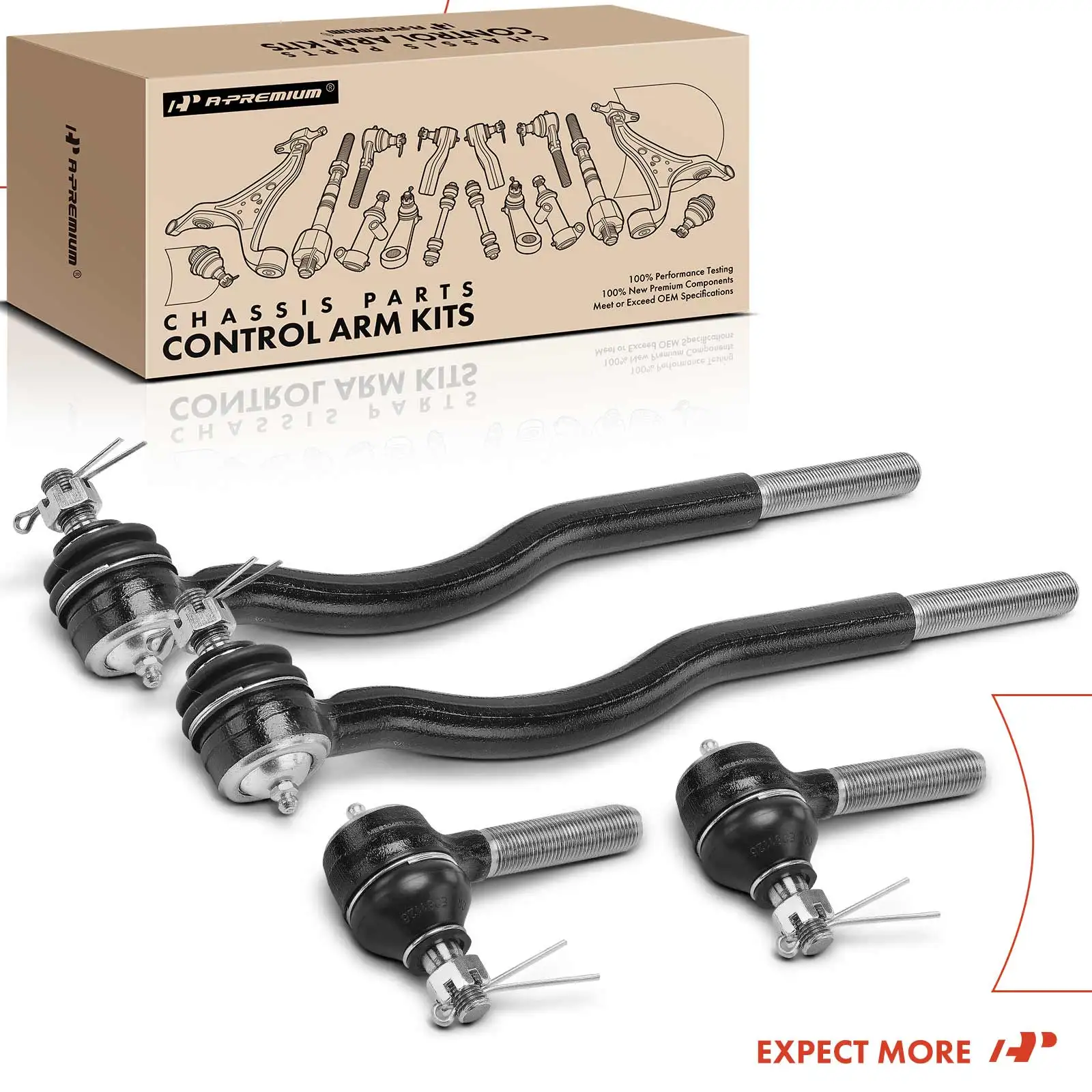 A-Premium 4x Front Inner & Outer Tie Rod End Kit for Geo Tracker 1989-1997 Suzuki Sidekick 1989-1998 Chevrolet Tracker 1998 4881083300