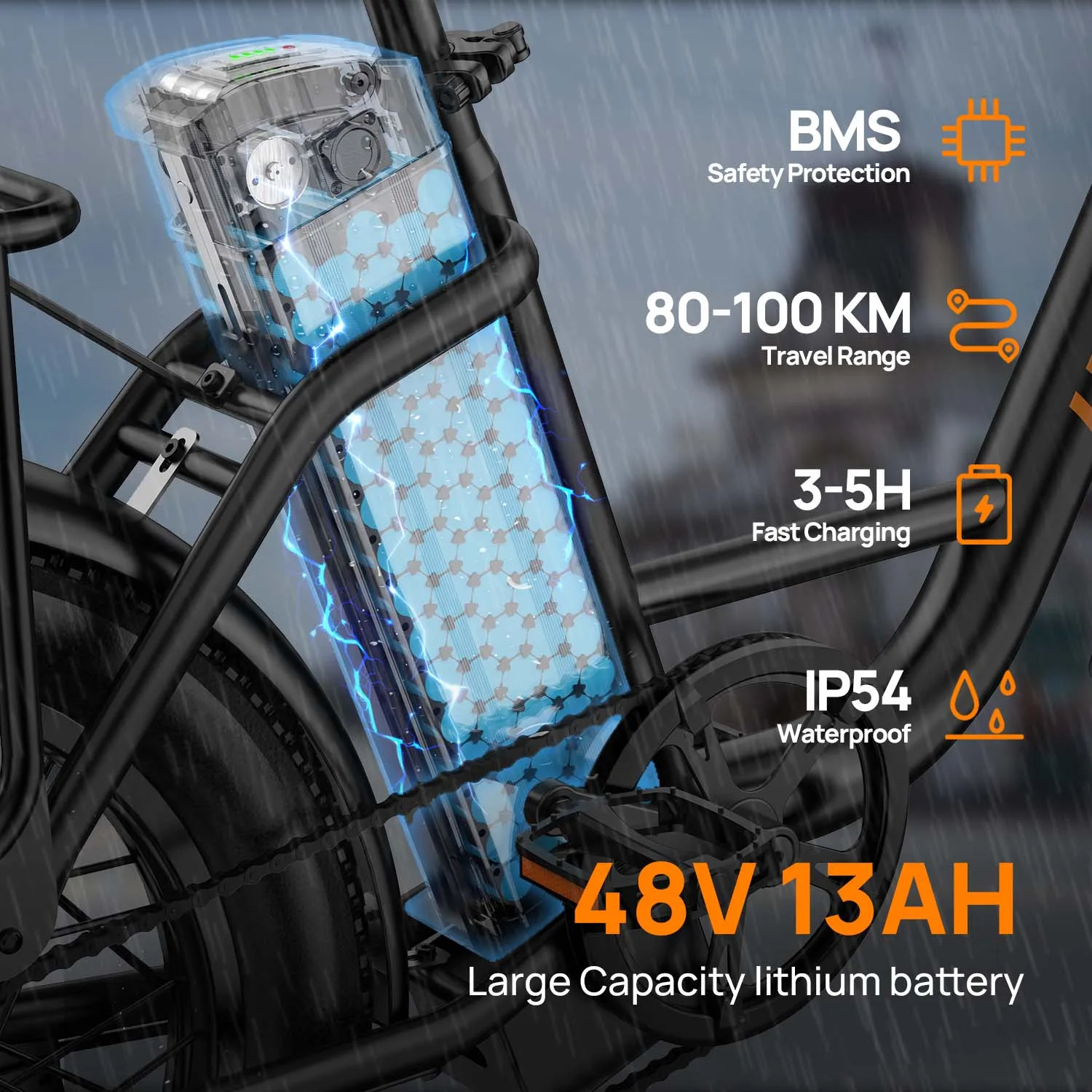 URLIFE E20 Elektrofahrrad für Erwachsene, 250 W Motor, Elektrofahrrad, 48 V, 13 Ah, 20 Zoll Reifen, City Commuter Elektrofahrrad – Detail 4