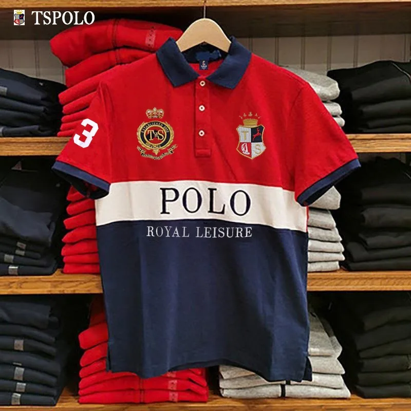 New 100% Cotton Summer Royal Embroidery Men's Polo Shirts Luxury Short Sleeve Contrast Color Casual Male T-shirts Plus Size 7XL