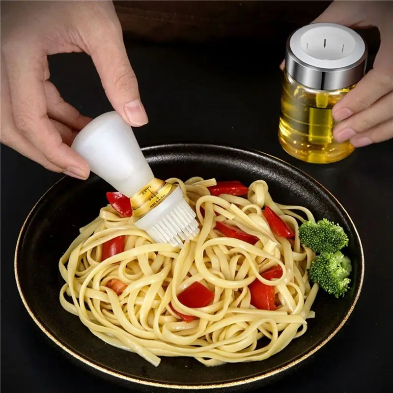 A56K Silicone Glass Oil Bottle with Brush Grill Oil Brushes Liquid Oil Pastry Kitchen Baking BBQ Tool Kitchen Tools 135ML