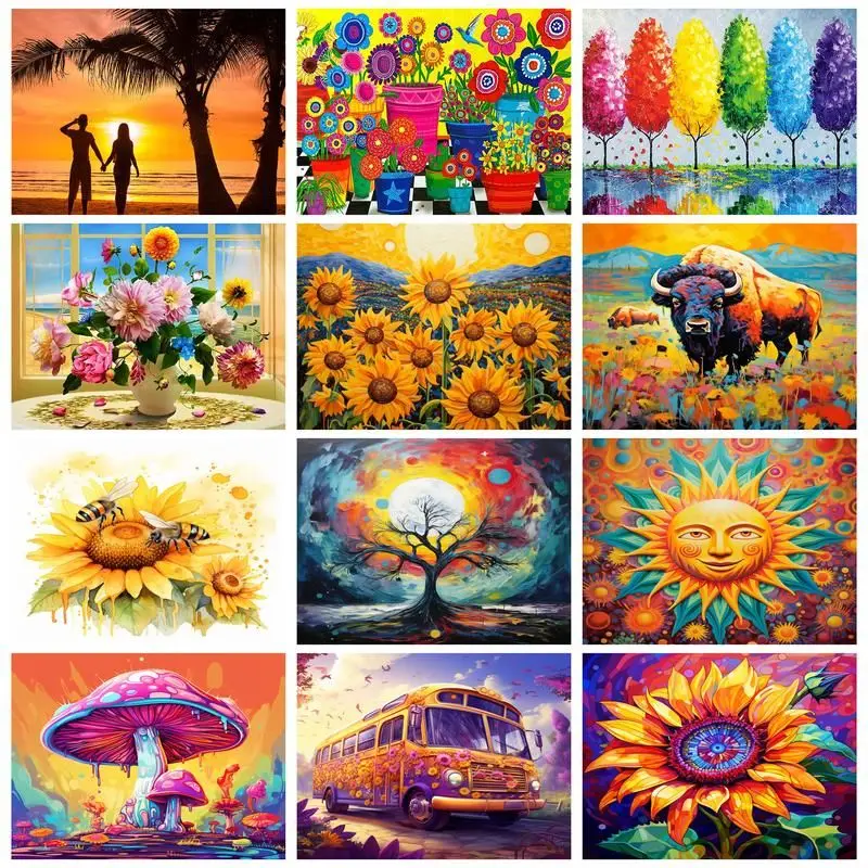 

GATYZTORY Diamond Painting 5D Animal Landscape Diamond Embroidery Mosaic Cross Stitch Flower Hobby And Needlework Home Decor