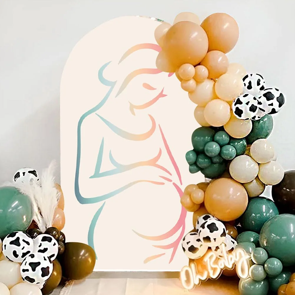 المرأة الحامل صورة ظلية غطاء قوس صورة خلفية استحمام الطفل على الوجهين التصوير خلفية غطاء استوديو الصور