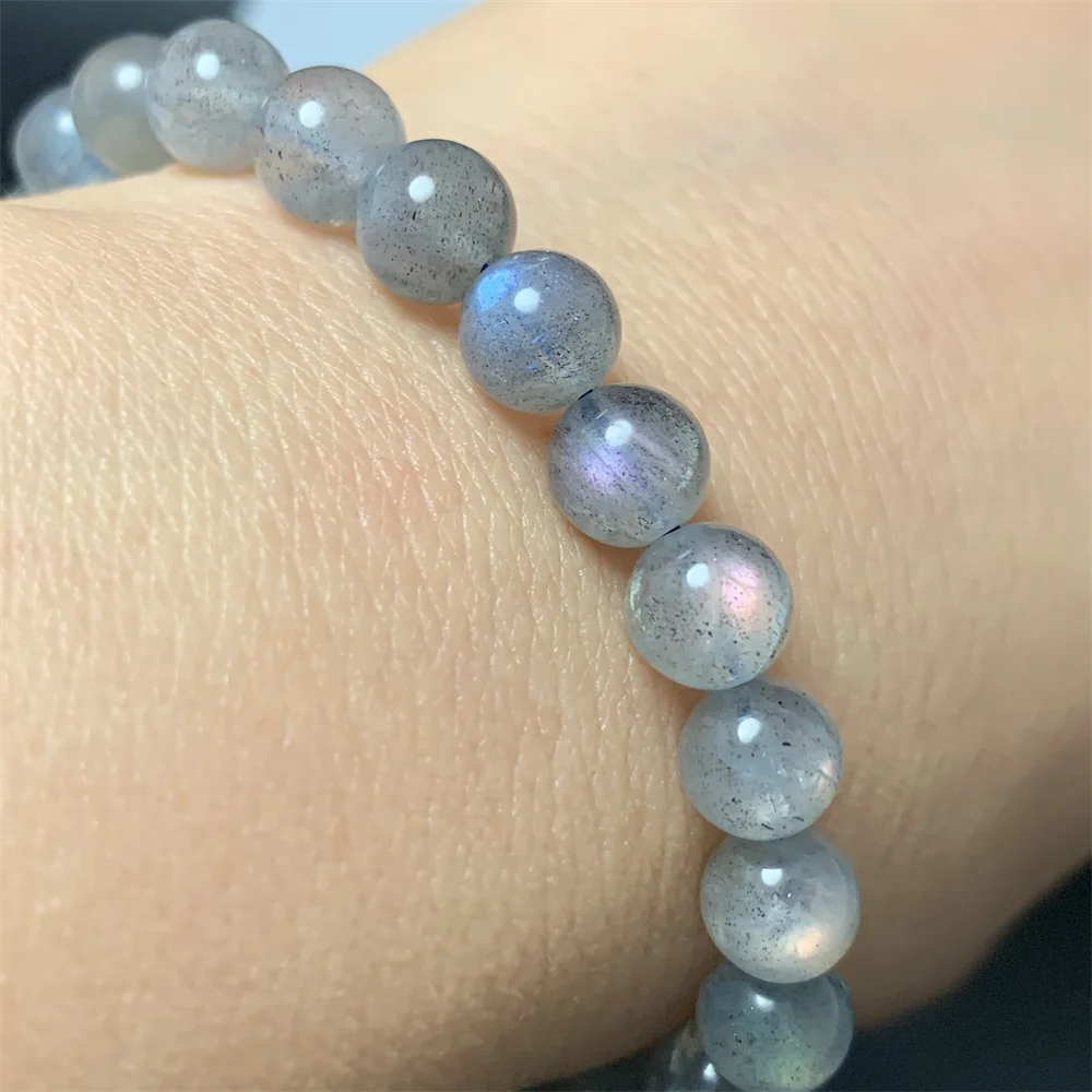 

1Piece Natural Rare Pink Purple Light Labradorite Bracelets for Women Colorful Blue Light Labrador Stones Beads Clear Grey Body