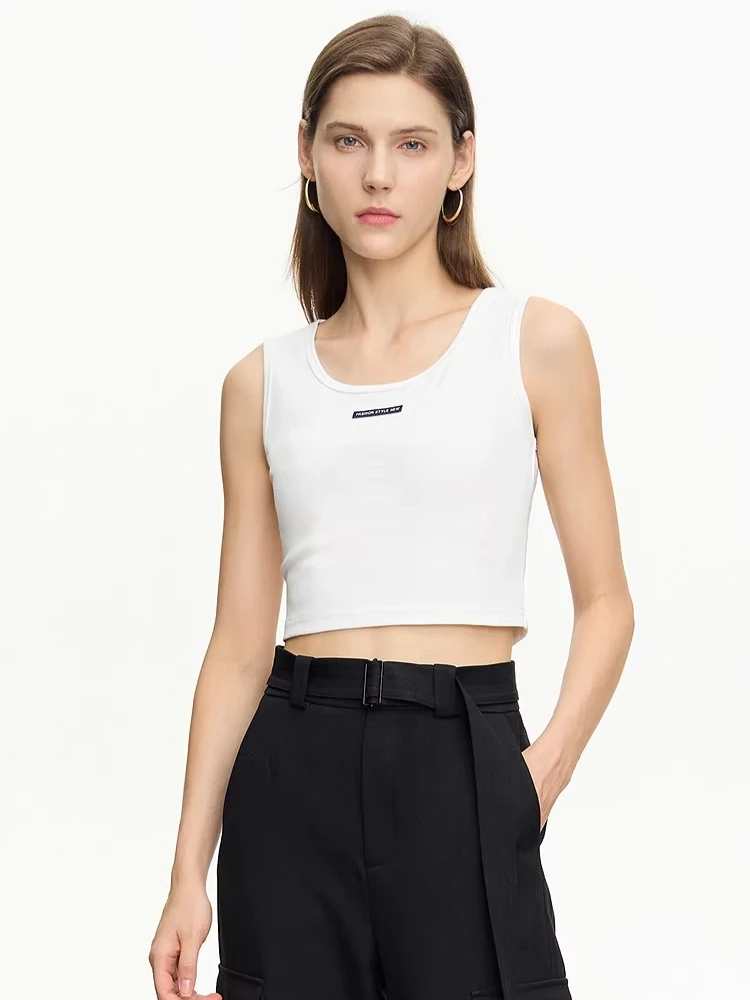 

Женский укороченный топ Amii из хлопка в рубчик без рукавов с U-образным вырезом, облегающий, повседневный, лето 2026, модель 12621099