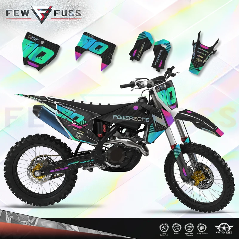 Fewfuss Holographic Chrome Racing Graphics Decal Set for Husqvarna TC FC TX FX FS 19‑21 TE FE 20‑23 Dirt Bike Stickers
