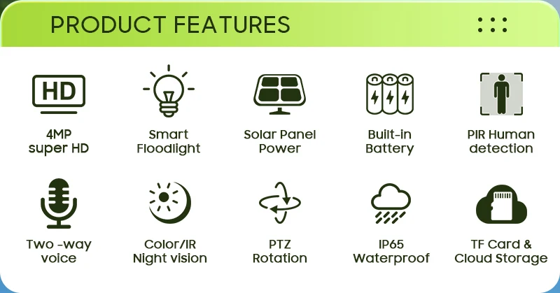 SHIWOJIA Outdoor Camera 4G / Wifi Solar Powered 7500mAh Battery with 5W Solar Panels 4MP Color Night Vision Wireless Garden CCTV