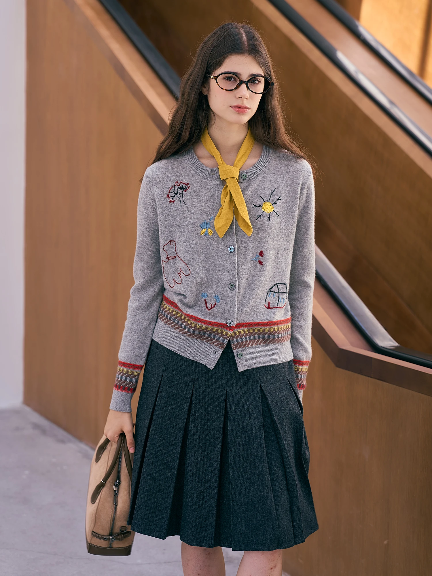 

Soft Comfortable Woolen Knitted Cardigan by Bruland Embroidered 'Jenny Candy House' Sle Women's Faion Sweater