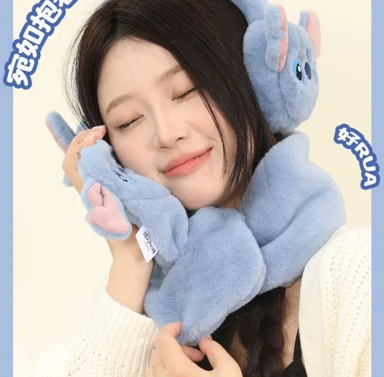 ديزني غرزة الكرتون وشاح ملتوي الإبداعية شخصية للجنسين شتاء دافئ المرجان الصوف يندبروف الرقبة دفئا هدية بالجملة #2