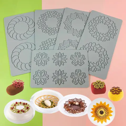 Leaf Flower Wreath Lace Mat Cake Sugar Mold DIY Chocolate Candy Dessert Tray Decoration Silicone Mould Kitchen Baking Supplies
