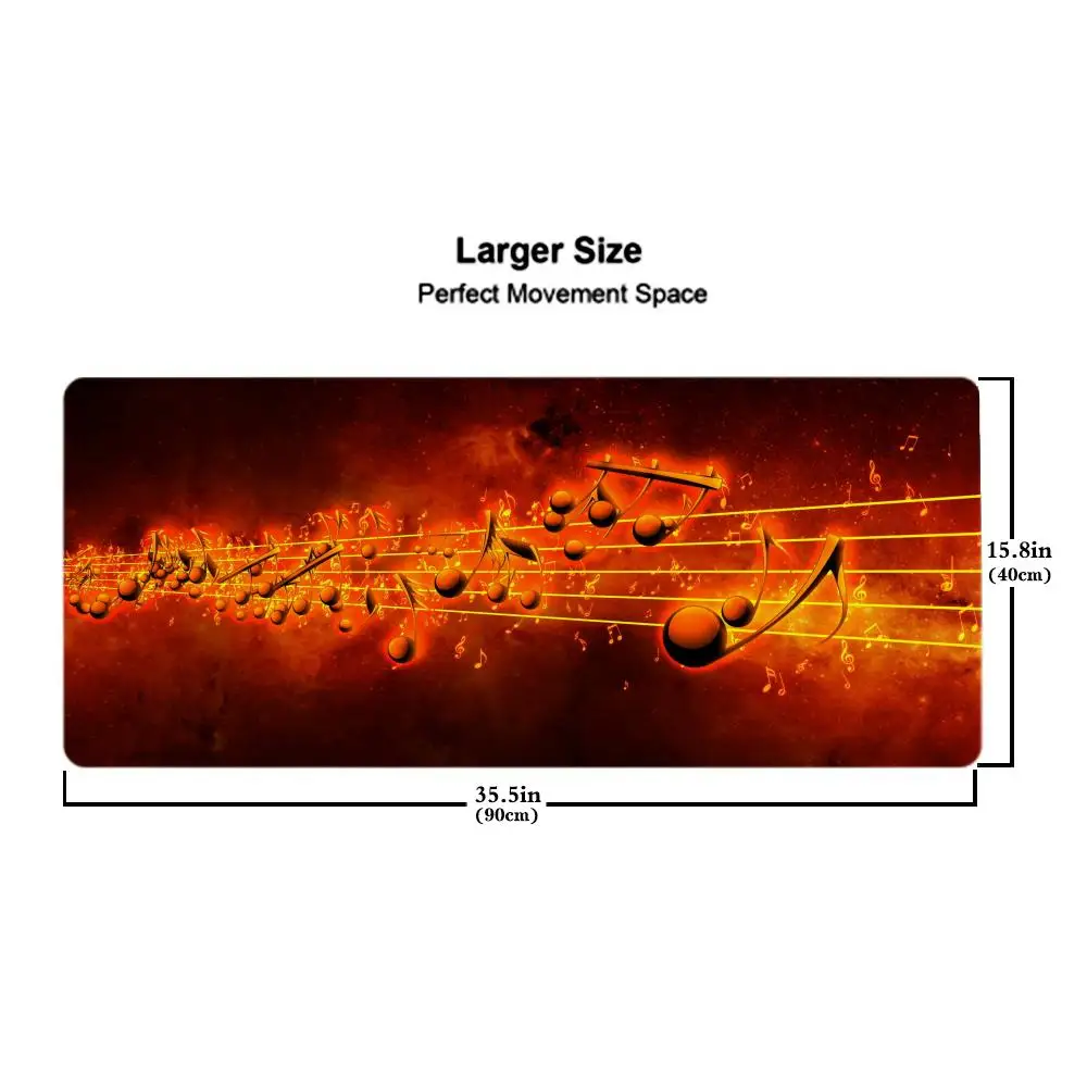 Musiknoten-Tapete, Mauspad, Spielzubehör, Tastaturpad, XXL, große Verriegelungskante, 900 x 400 mm, Tischset, Gaming-Mauspad