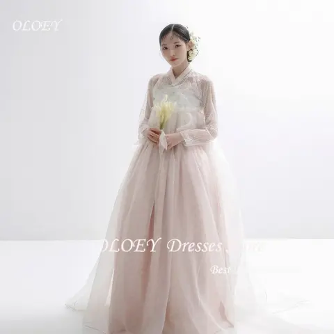 OLOEY 2025 클래식 플리츠 웨딩 파티 드레스 레귤러 볼 가운 Draped 한국 웨딩 드레스 사진 촬영 바닥 길이 맞춤형